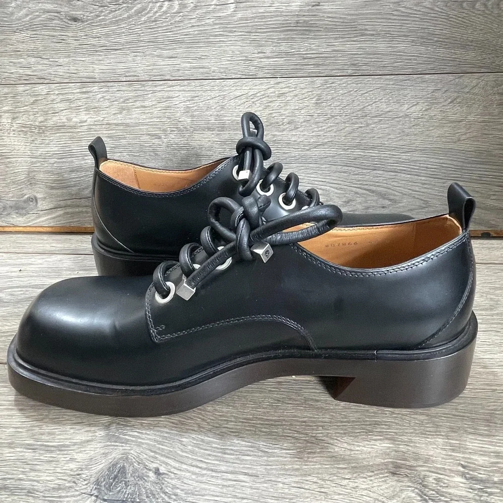 Alexander McQueen Shoes Mens 44 11 Black Calf Leather Skull Derby Designer Italy